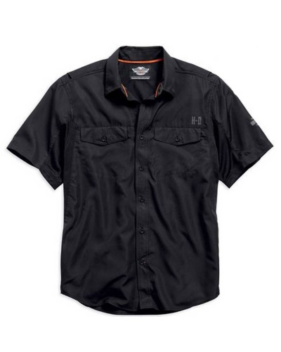 Harley Davidson Homme Stay Cool Performance Manches courtes Button  Chemise, Noir. 99017-15VM