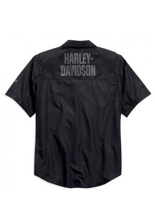 Harley Davidson Homme Stay Cool Performance Manches courtes Button  Chemise, Noir. 99017-15VM