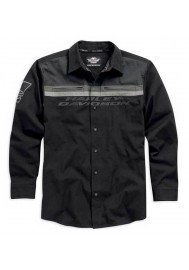 Harley Davidson Homme Manches Longues Button Chemise Noir/Gris. 99009-15VM