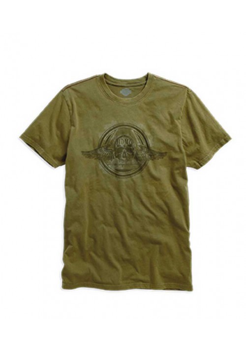 Harley Davidson Winged Skull T-Shirt Manches Courtes,  Olive. 96188-16VM