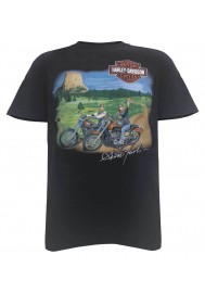 Harley Davidson Homme Close Encounter T-Shirt Manches Courtes, Noir 5503-HC57
