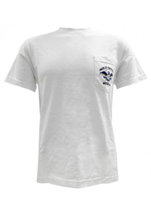 Harley Davidson Homme Eagle Bar &amp; Shield Profile  Tee, Manches Courtes Blanc