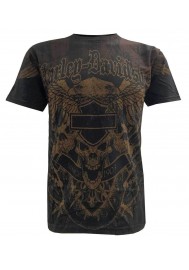 Harley Davidson Homme Freedom &amp; Fury Mixed T-Shirt Manches Courtes, Noir
