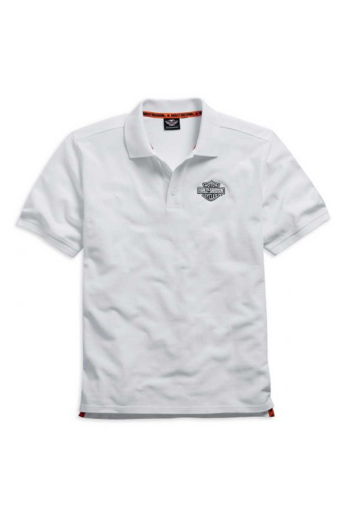 Harley Davidson Homme  Polo, Brodée Rouge Bar &amp; Shield Blanc 99008-15VM