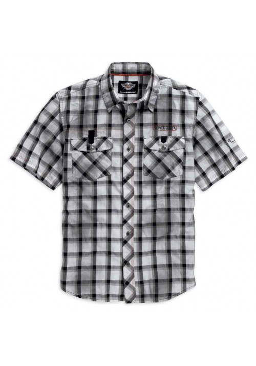 Harley Davidson Homme Performance Dirty Wash  Chemise Blanche Plaid 96109-16VM