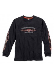 Harley Davidson Homme Pinstripe Flames Manches Longues, Noir 99036-16VM