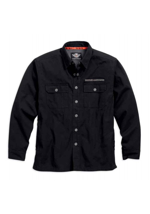 Harley Davidson Homme Pinstripe Flames   Chemise Veste, Noir 99053-16VM