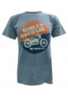 Harley Davidson Homme T-Shirt Manches Courtes, Circle Moto Motorcycle Graphic, Bleu