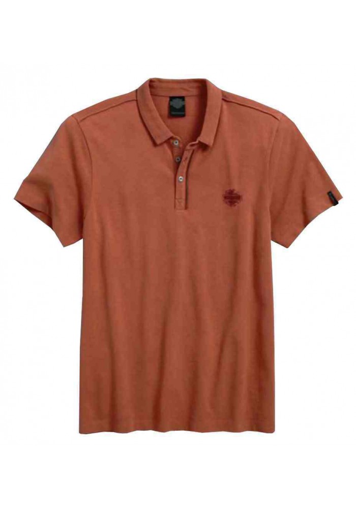 Harley Davidson Homme Zip Accent Polo Manches Courtes, Orange Rust 96483-16VM