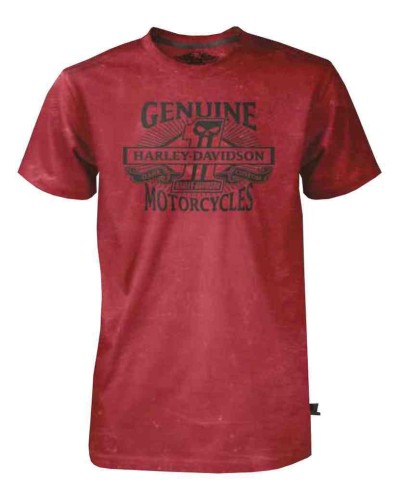 Harley Davidson Homme Black Label Genuine T-Shirt Manches Courtes - Rouge 30293140