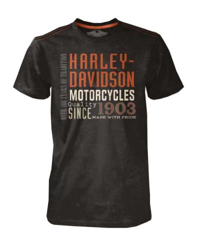 Harley Davidson Homme Black Label T-Shirt, H-D Type Manches Courtes, Noir 30293146