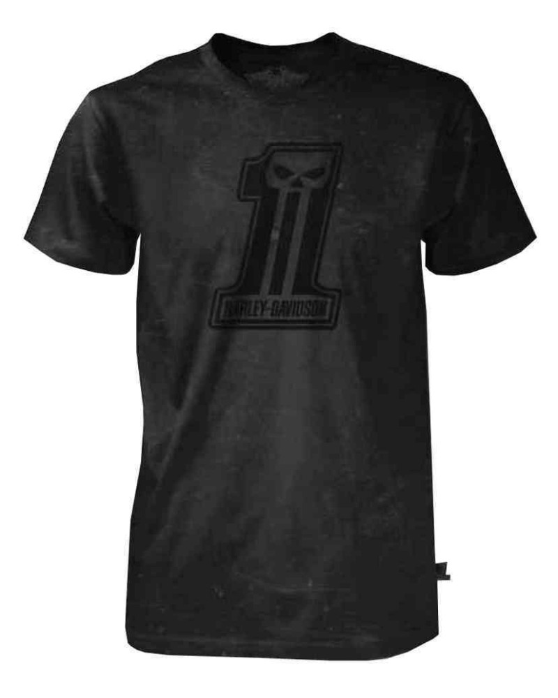 Harley Davidson Homme Black Label Washed Out T-Shirt Manches Courtes Noir 30291729