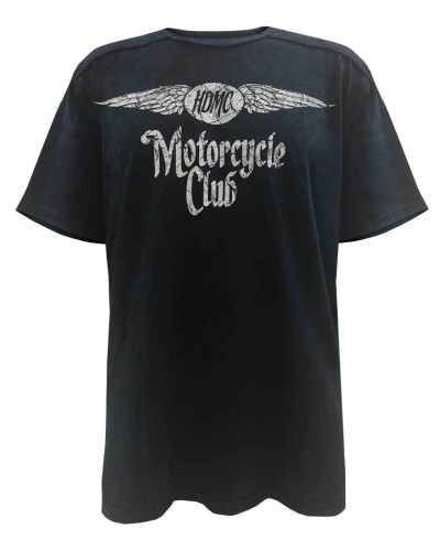 Harley Davidson Homme Black Label Washed T-Shirt, Distressed HDMC Winged, Bleu
