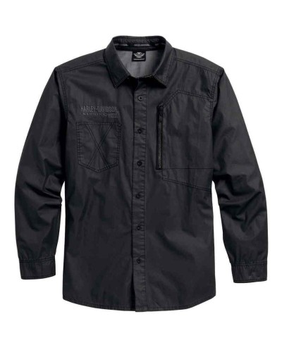 Harley Davidson Homme Coated Chambray Button Front  Chemise, Phantom  96101-16VM