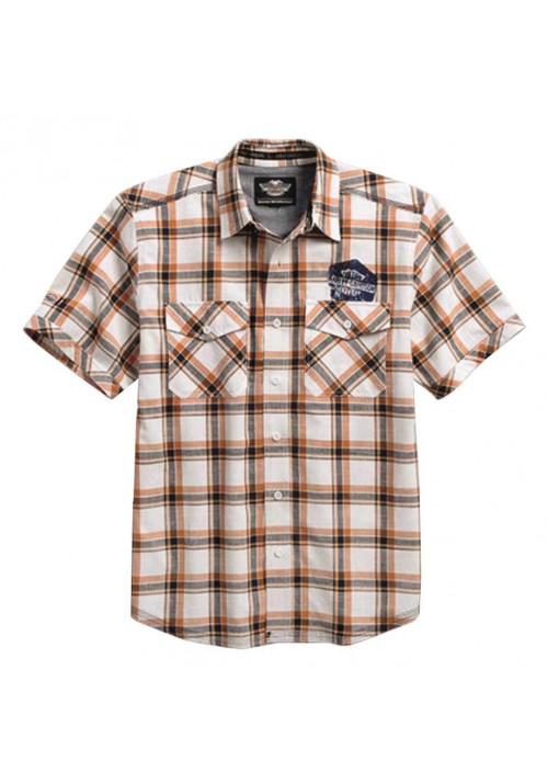 Harley Davidson Homme Est. 1903 Rouge Plaid   Chemise Blanche 96159-16VM