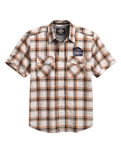 Harley Davidson Homme Est. 1903 Rouge Plaid   Chemise Blanche 96159-16VM