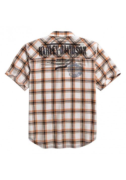 Harley Davidson Homme Est. 1903 Rouge Plaid   Chemise Blanche 96159-16VM