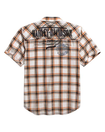 Harley Davidson Homme Est. 1903 Rouge Plaid   Chemise Blanche 96159-16VM