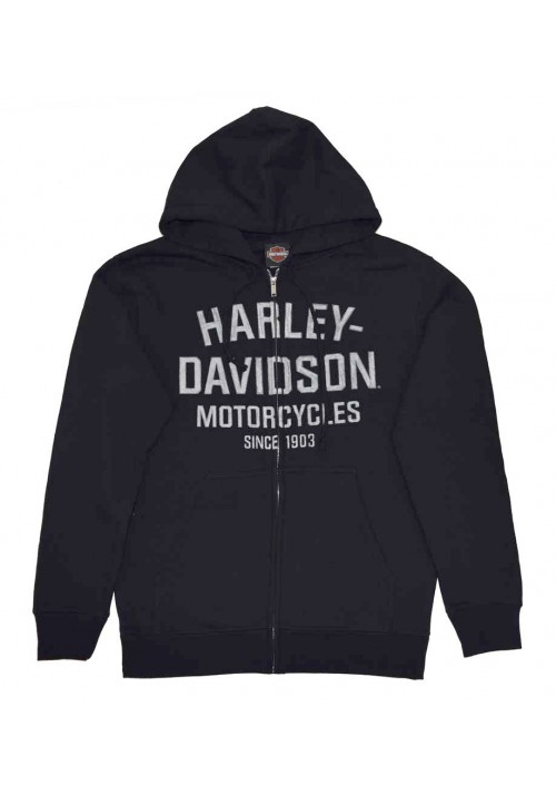 Harley Davidson Homme Sweatshirt à Capuche, Distressed Script Noir  30294033