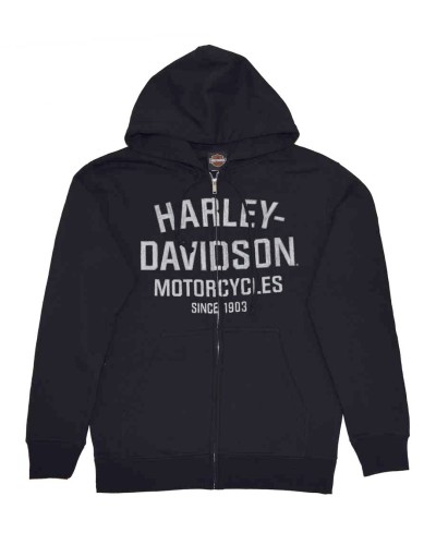 Harley Davidson Homme Sweatshirt à Capuche, Distressed Script Noir  30294033