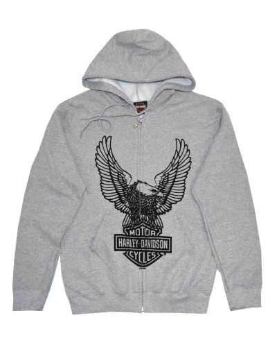 Harley Davidson Homme Sweatshirt à Capuche, H-D Eagle Zip  Gris 30296664