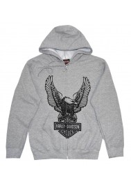 Harley Davidson Homme Sweatshirt à Capuche, H-D Eagle Zip Gris 30296664