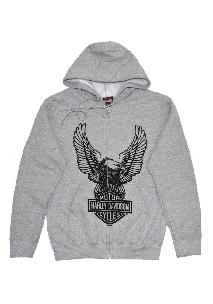 Harley Davidson Homme Sweatshirt à Capuche, H-D Eagle Zip Gris 30296664