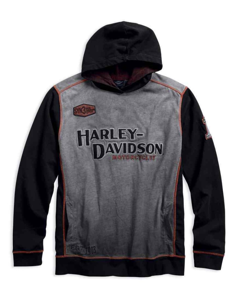 Harley Davidson Homme Iron Block Distressed Pullover , Noir 99001-17VM
