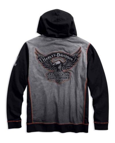 Harley Davidson Homme Iron Block Distressed Pullover , Noir 99001-17VM