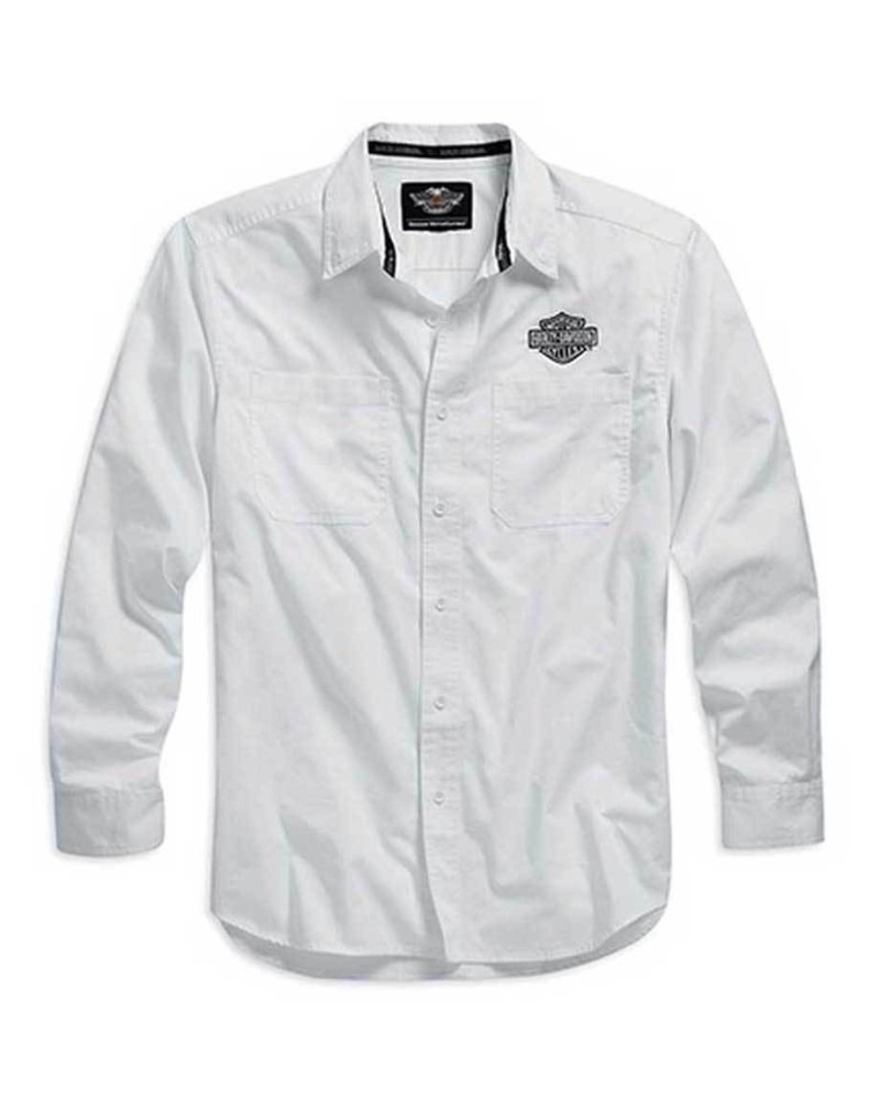 Harley Davidson Homme Logo  Chemise Manches Longues Blanche. 99012-15VM