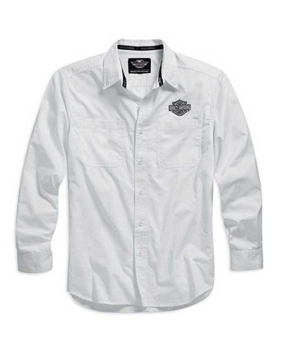 Harley Davidson Homme Logo  Chemise Manches Longues Blanche. 99012-15VM