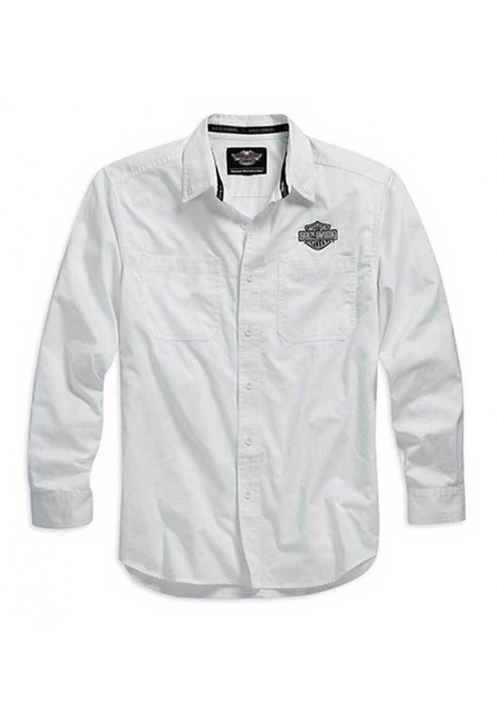 Harley Davidson Homme Logo Chemise Manches Longues Blanche. 99012-15VM