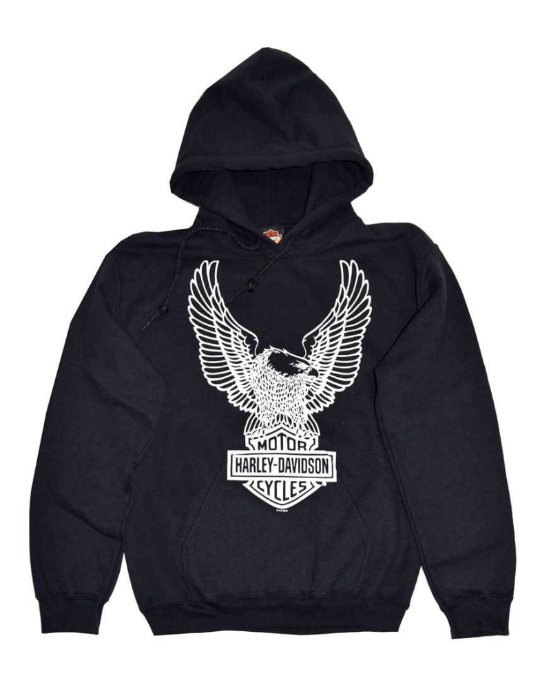 Harley Davidson Homme Pullover  Sweatshirt, Eagle à Capuche, Noir 30296662