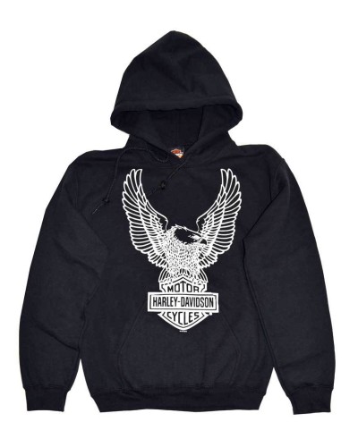 Harley Davidson Homme Pullover  Sweatshirt, Eagle à Capuche, Noir 30296662