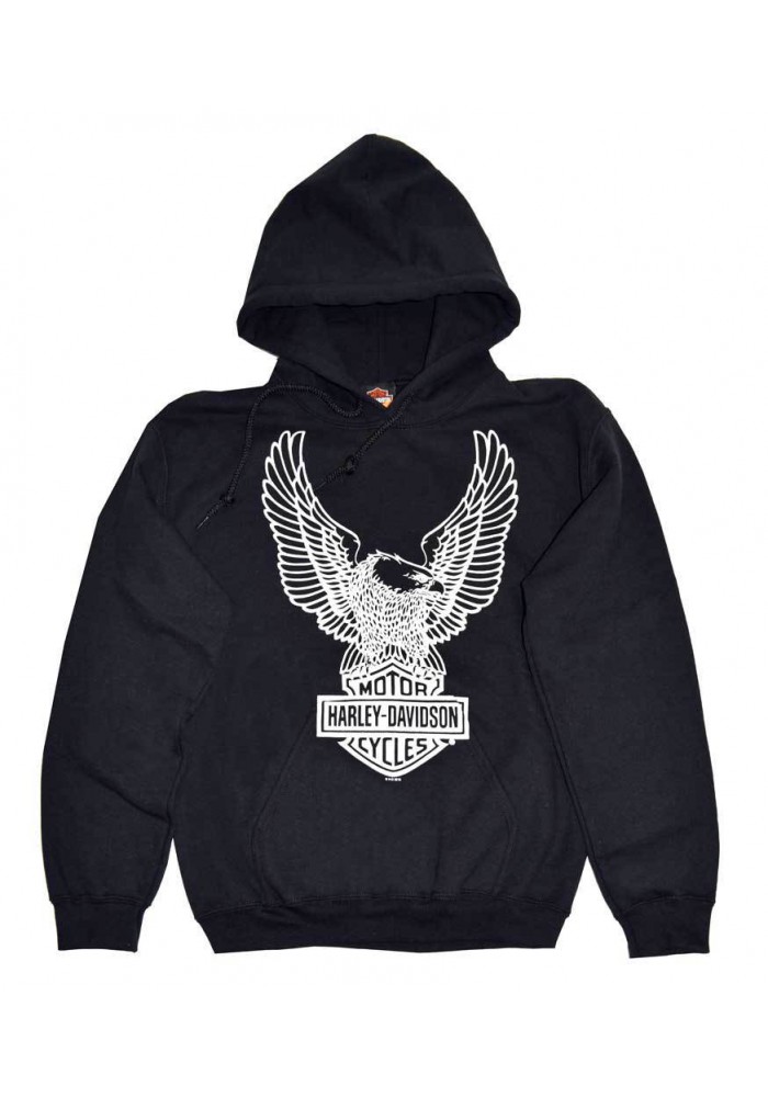 Harley Davidson Homme Pullover Sweatshirt, Eagle à Capuche, Noir 30296662