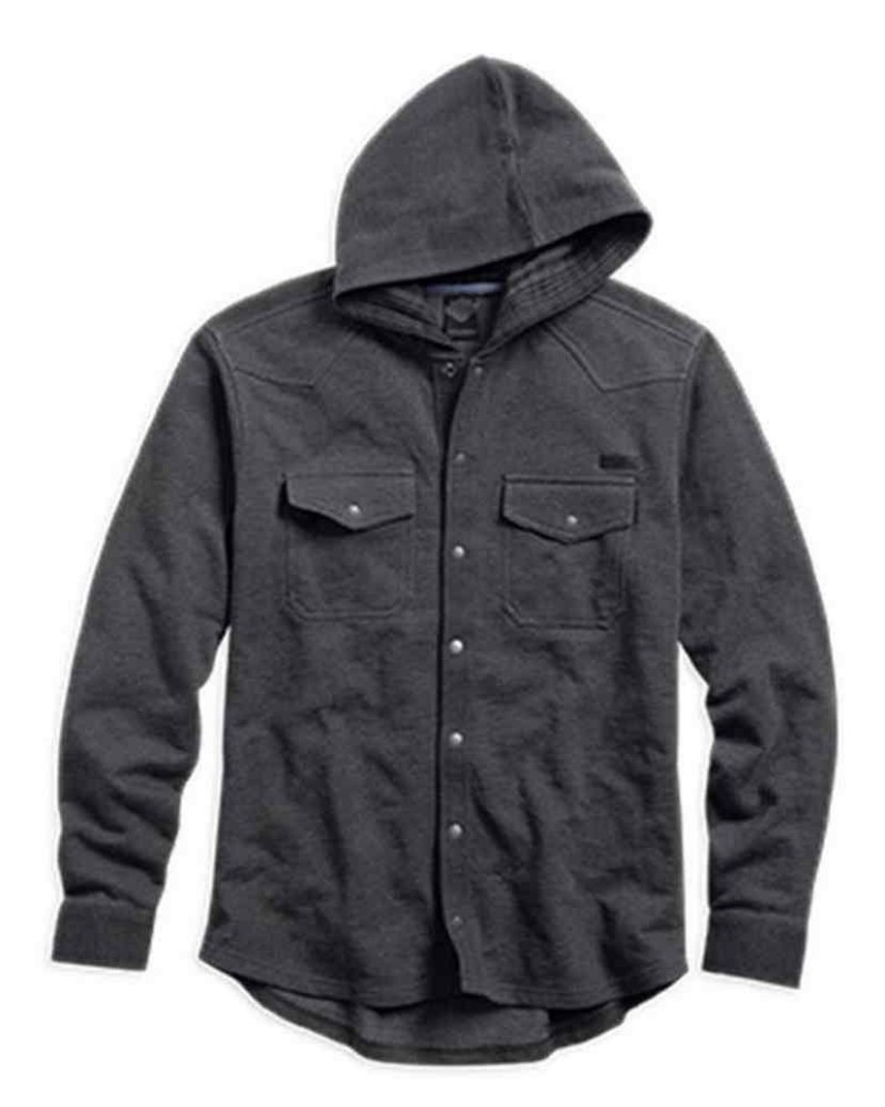 Harley Davidson Homme Snap Front à Capuche   Chemise, Heather Gris. 96176-16VM