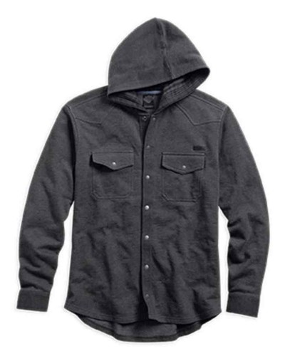 Harley Davidson Homme Snap Front à Capuche   Chemise, Heather Gris. 96176-16VM