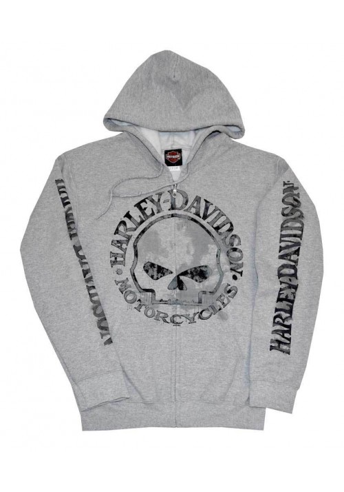 Harley Davidson Homme Zip Sweatshirt Veste H-D Skull  Gris 30296653