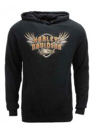 Harley Davidson Homme Eagle Shielded Wings Sweatshirt, Noir HARLMS0066