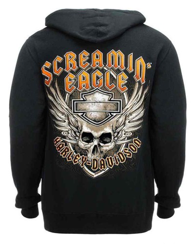 Harley Davidson Homme Eagle Shielded Wings Sweatshirt, Noir HARLMS0066