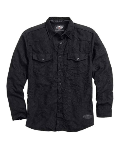 Harley Davidson Homme 1903 Skull Ultrasuede Chemise Manches Longues, Noir. 96061-16VM