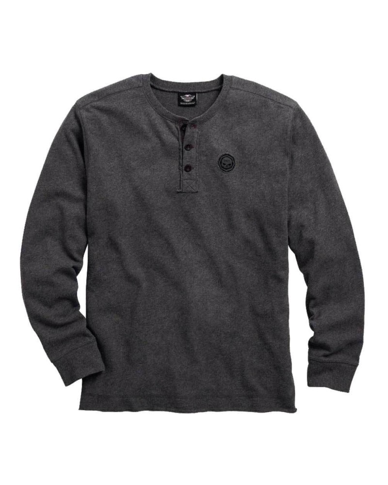 Harley Davidson Homme 1903 Willie G Skull Manches Longues Henley, Gris 96050-16VM