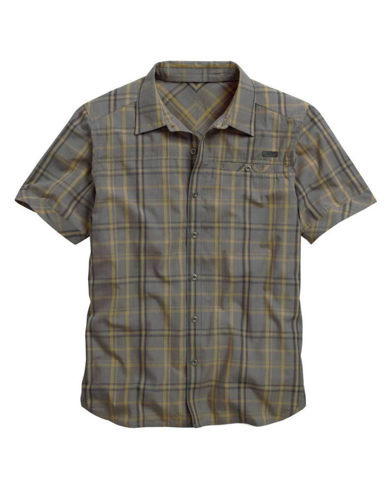 Harley Davidson Homme Angled Yoke Manches Courtes Button Plaid  Chemise 96070-15VM