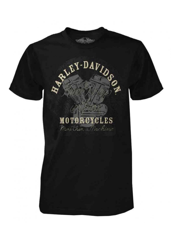Harley Davidson Homme Black Label Knee Deep In Iron Engine Graphic Noir