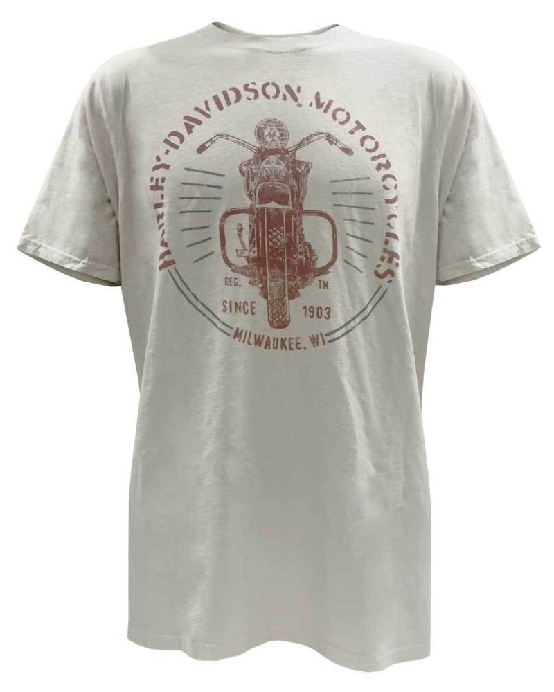Harley Davidson Homme Black Label Vintage Motorcycle Front View T-Shirt.