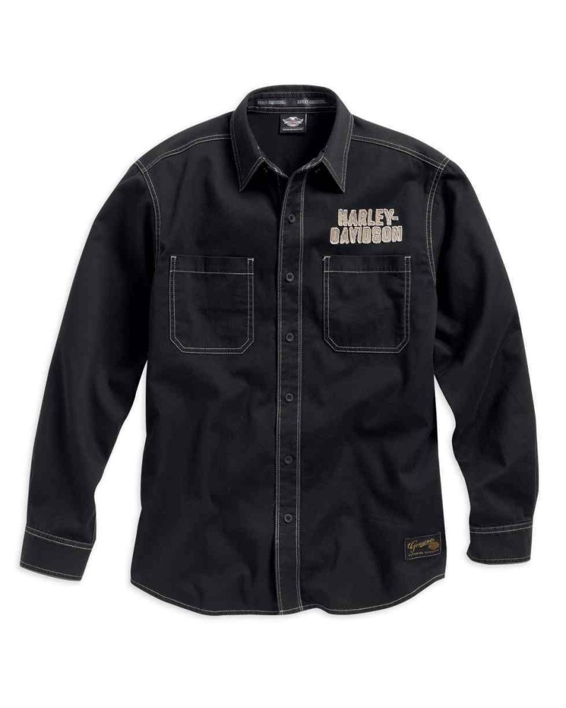 Harley Davidson Homme Genuine Classics Eagle Chemise Manches Longues, Noir. 99010-16VM