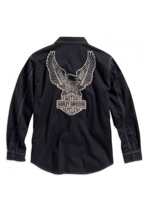 Harley Davidson Homme Genuine Classics Eagle Chemise Manches Longues, Noir. 99010-16VM