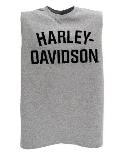 Harley Davidson Homme Heritage H-D Script Muscle  Sable Tank Top, Gris 30296637