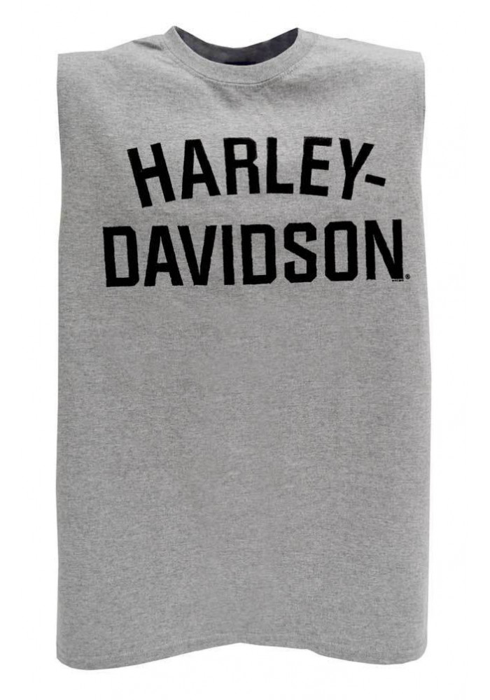 Harley Davidson Homme Heritage H-D Script Muscle Sable Tank Top, Gris 30296637