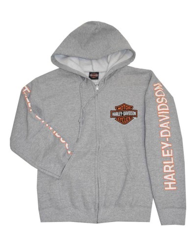 Harley Davidson Homme Sweatshirt à Capuche Veste Bar &amp; Shield Gris  30296615